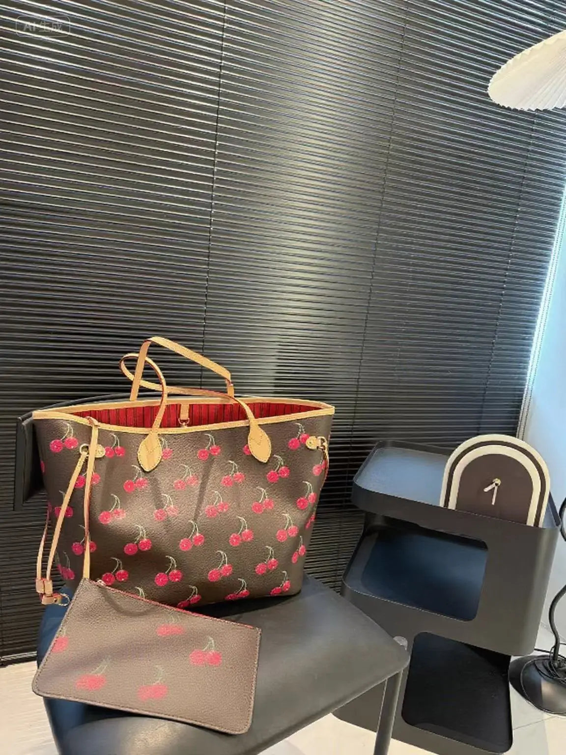 Premium Leather Tote Bag With Print Classic Elegant Style