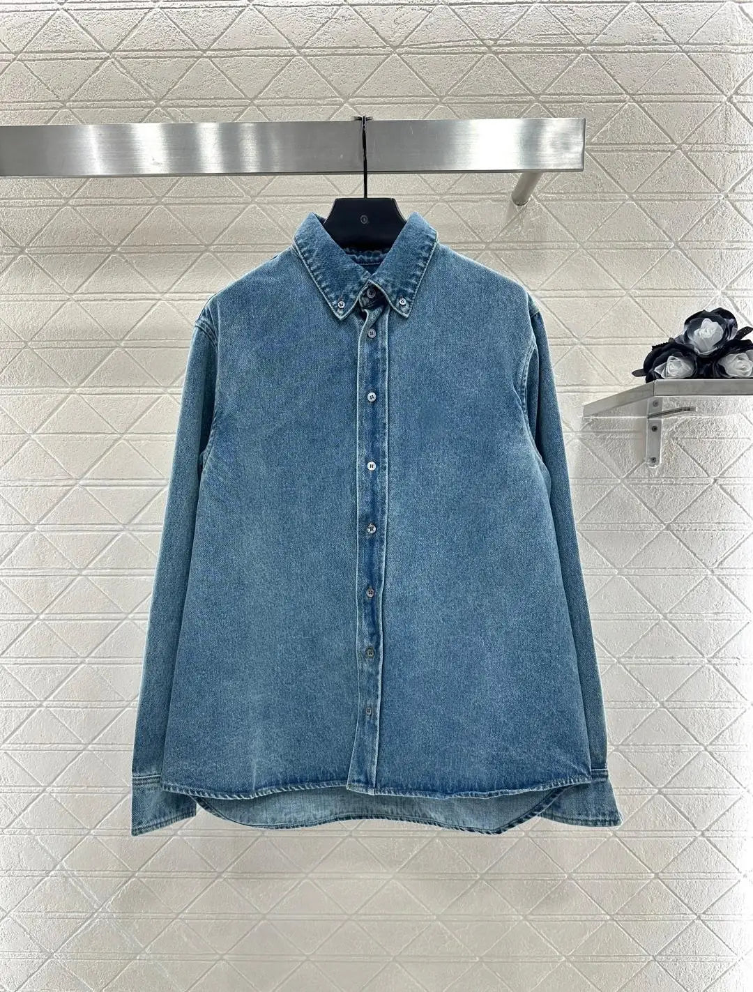 Early Autumn Vintage Blue Washed Denim Shirt Minimalist And Sophisticated Embodying