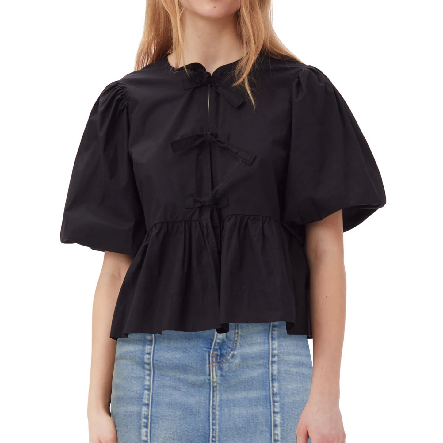 Y2K Peplum Lace Up Bow Blouse For Women Streetwear Fashion
