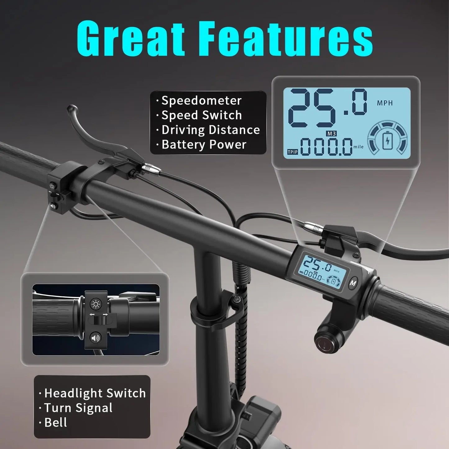 Folding electric scooter with trunk, 500W motor (peak 650W), 48V15AH, 20MPH,