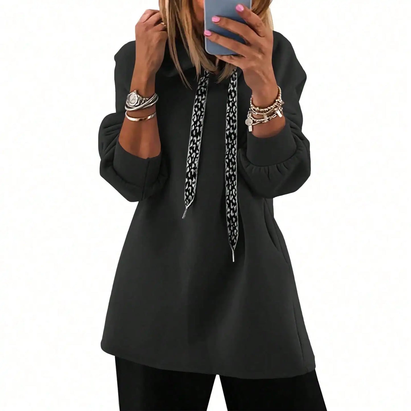 Womens Casual Oversized Hoodies Loose Drawstring Long Sleeve Fleece Hooded Pullover