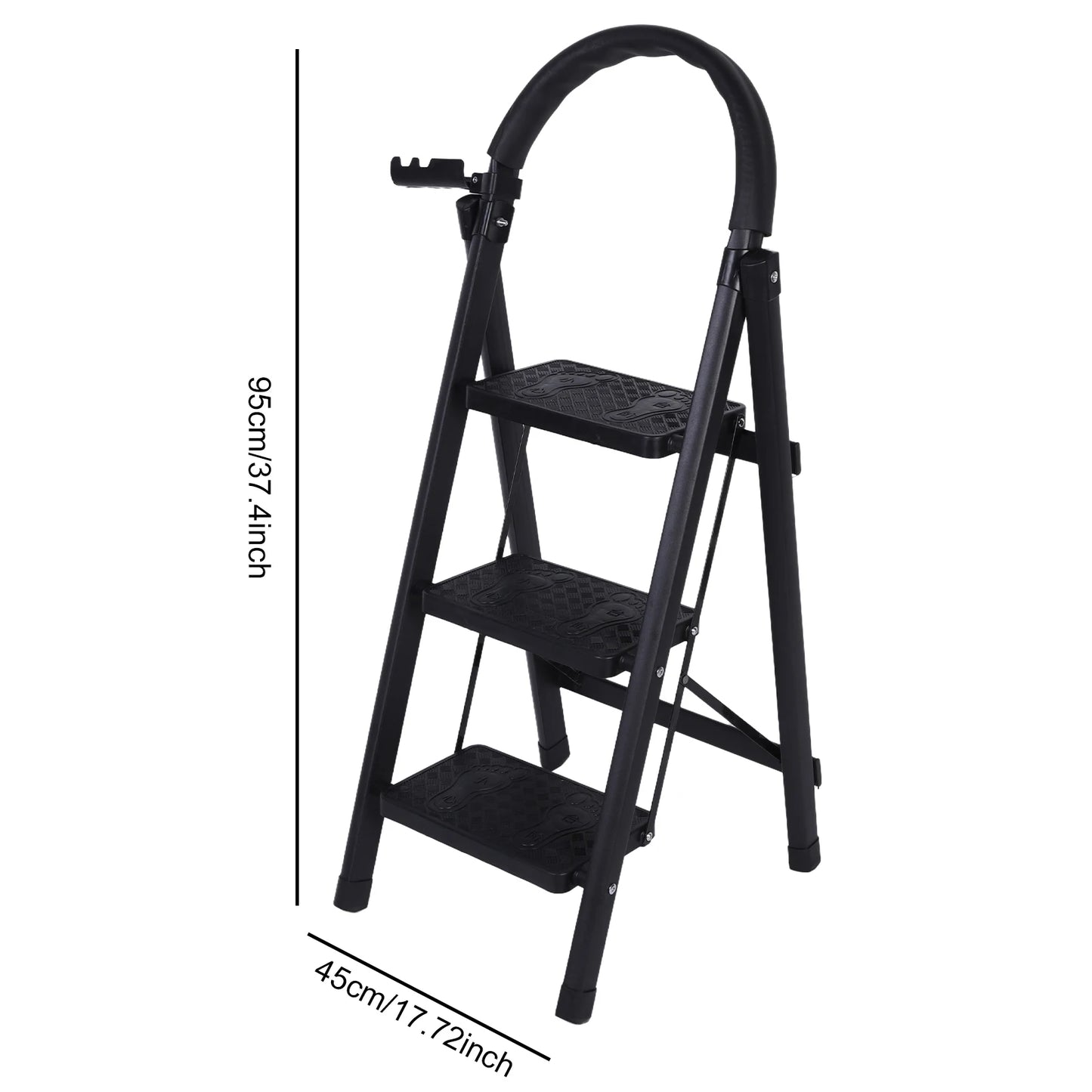 3 Step Folding Ladder Sturdy Portable Stepping Stools 330lbs Capacity