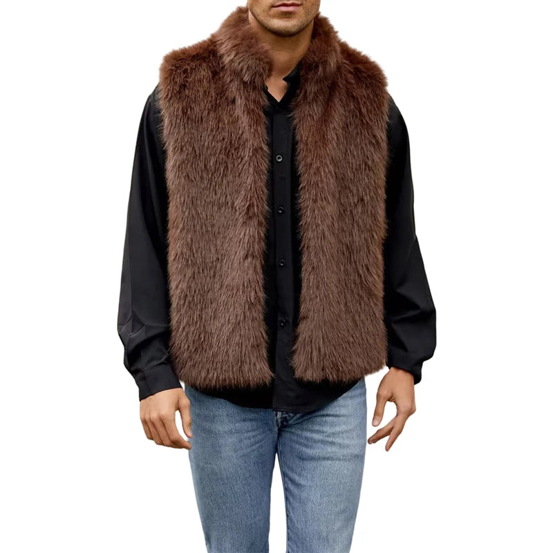 Men s Winter Faux Fur Sleeveless Vest Jacket for Stylish Casual Outfit Warm