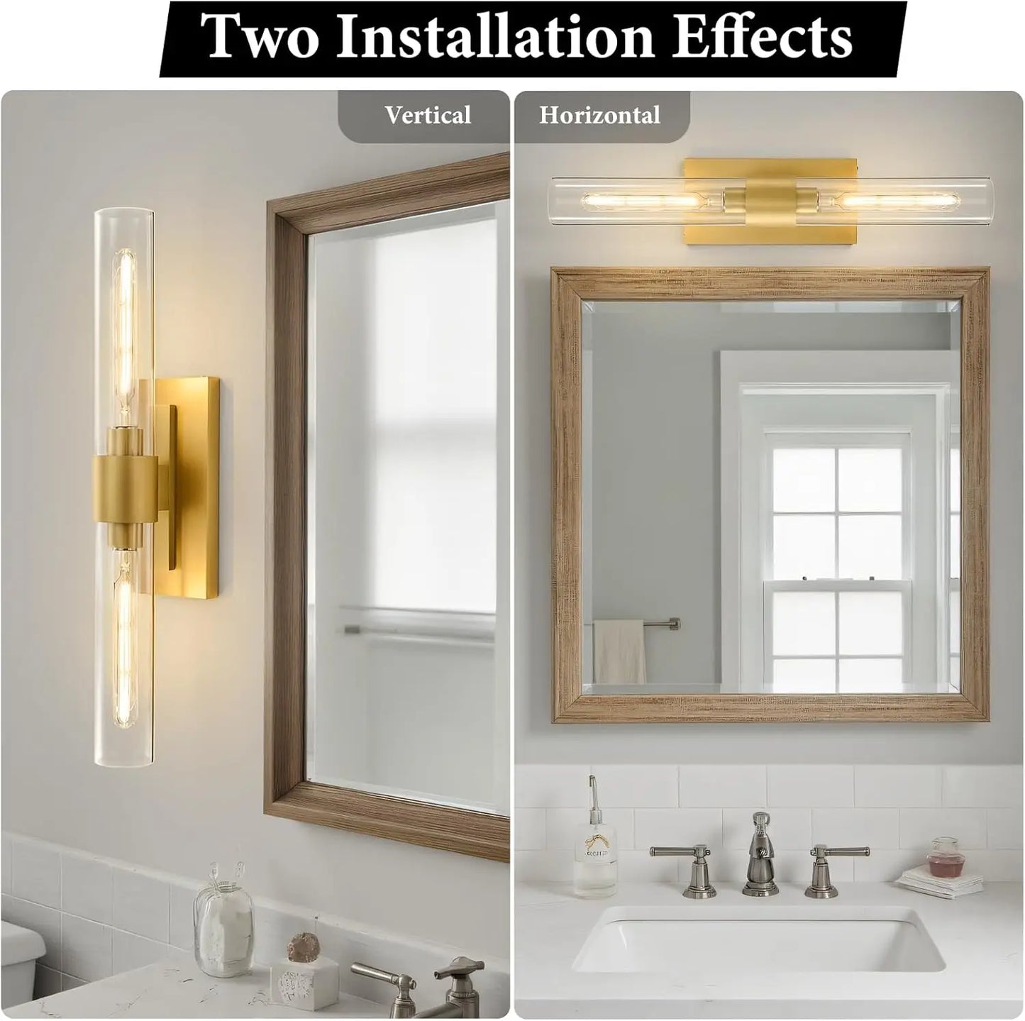 Wall Sconce Set Of 2 With Clear Glass Tubes Dimmable