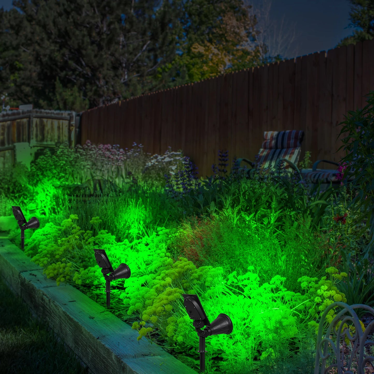2pcs Green Led Solar Lights Solar Spotlight IP65 Waterproof Solar Wall Light Solar Garden Light