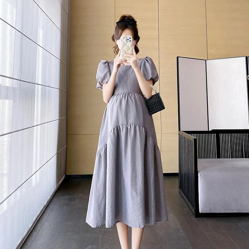 Maternity Dresses Summer Fashion A-line Loose Short Sleeve Skirt Pregnant Women Clothing