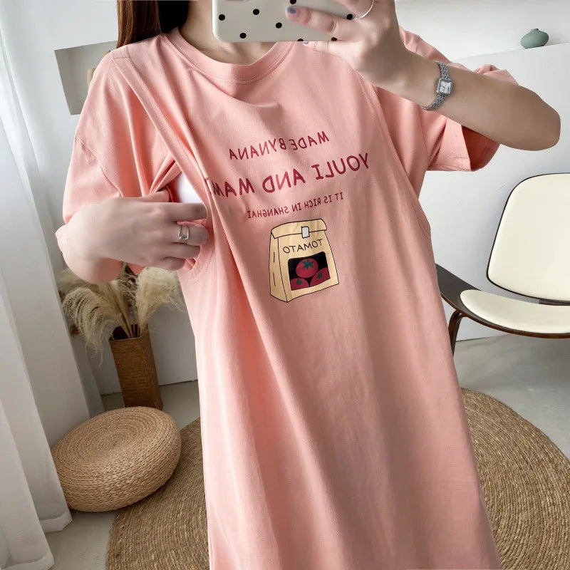 Loose Nursing Tops Postpartum Mommy Casual Breast Feeding Clothes Pregnancy Maternity T-Shirts