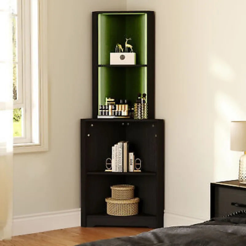 Corner Shelf with LED Light Bookshelf