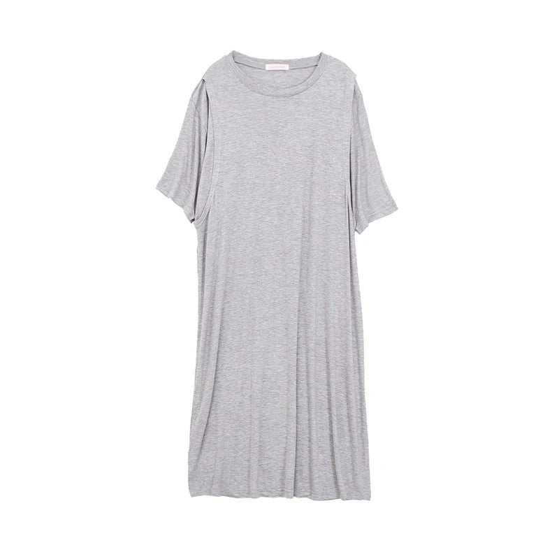 Maternity Pajamas Breastfeeding Nightgowns Summer Short Sleeve Sleepwear Nightie