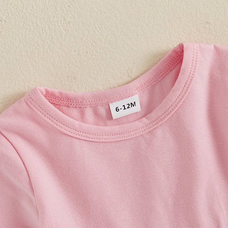 Cute Baby Girl Autumn Ensemble Glitter Heart Print Dress Cozy Pants