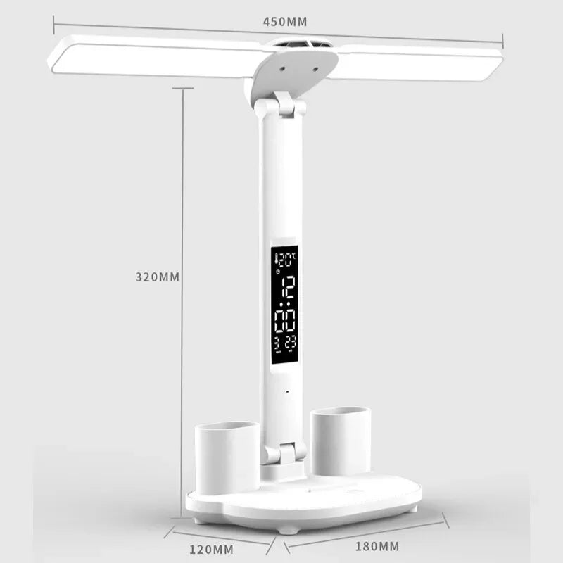 LED Clock Table Lamp USB Chargeable Dimmable Desk Lamp