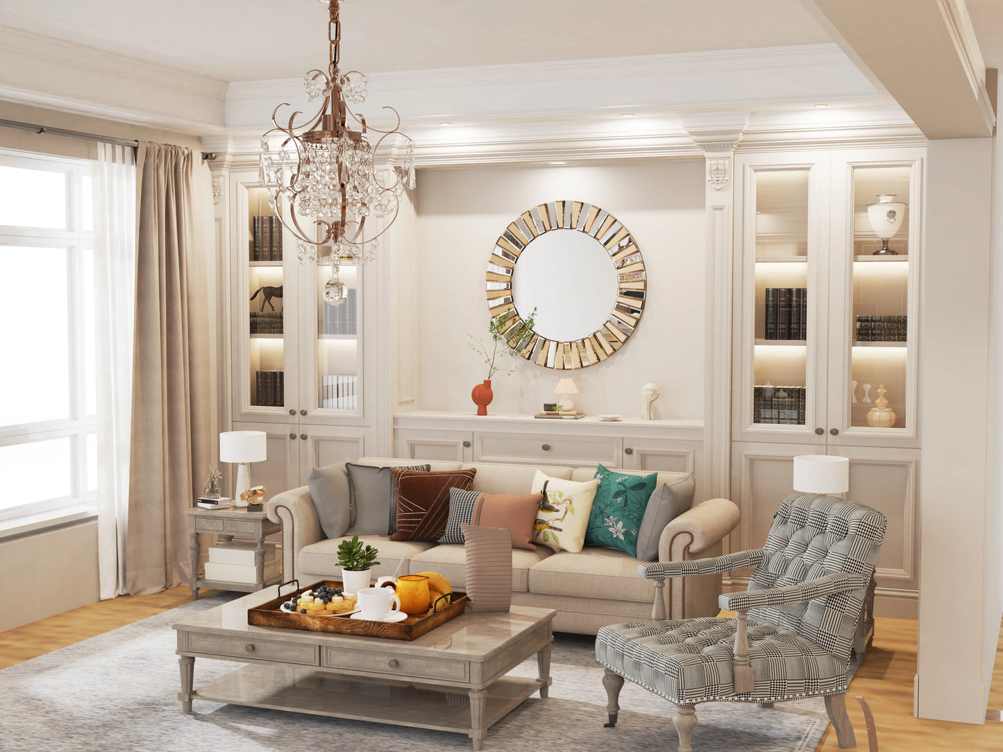 Decorative Mirrors Round Sunburst Wall Mirror Beveled Edge Glass