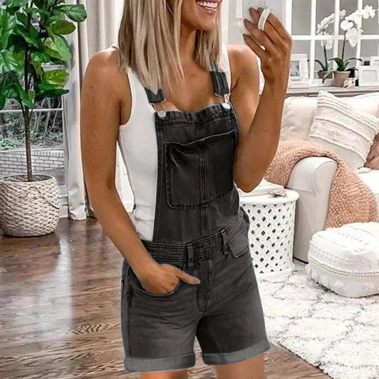 Denim Shorts Women's Bib Overalls Fashion Y2k Vintage Straight Jeans Rompers