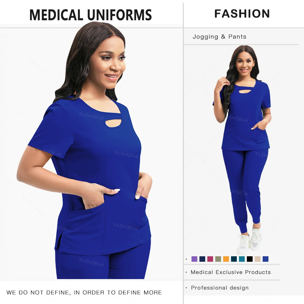 Beauty Workwear Women Medical Nurses Uniform Surgical Scrubs Set Spa Top Pants