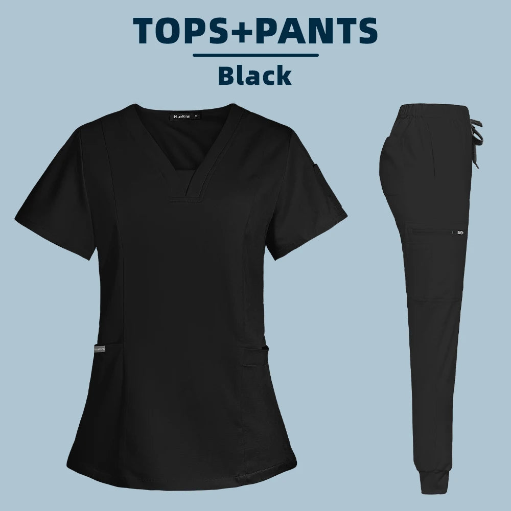 Short Sleeve Scrubs Top With Pocket Pants Nurse , Doctor ,Surgery, Spa workwear andBeauty Salon