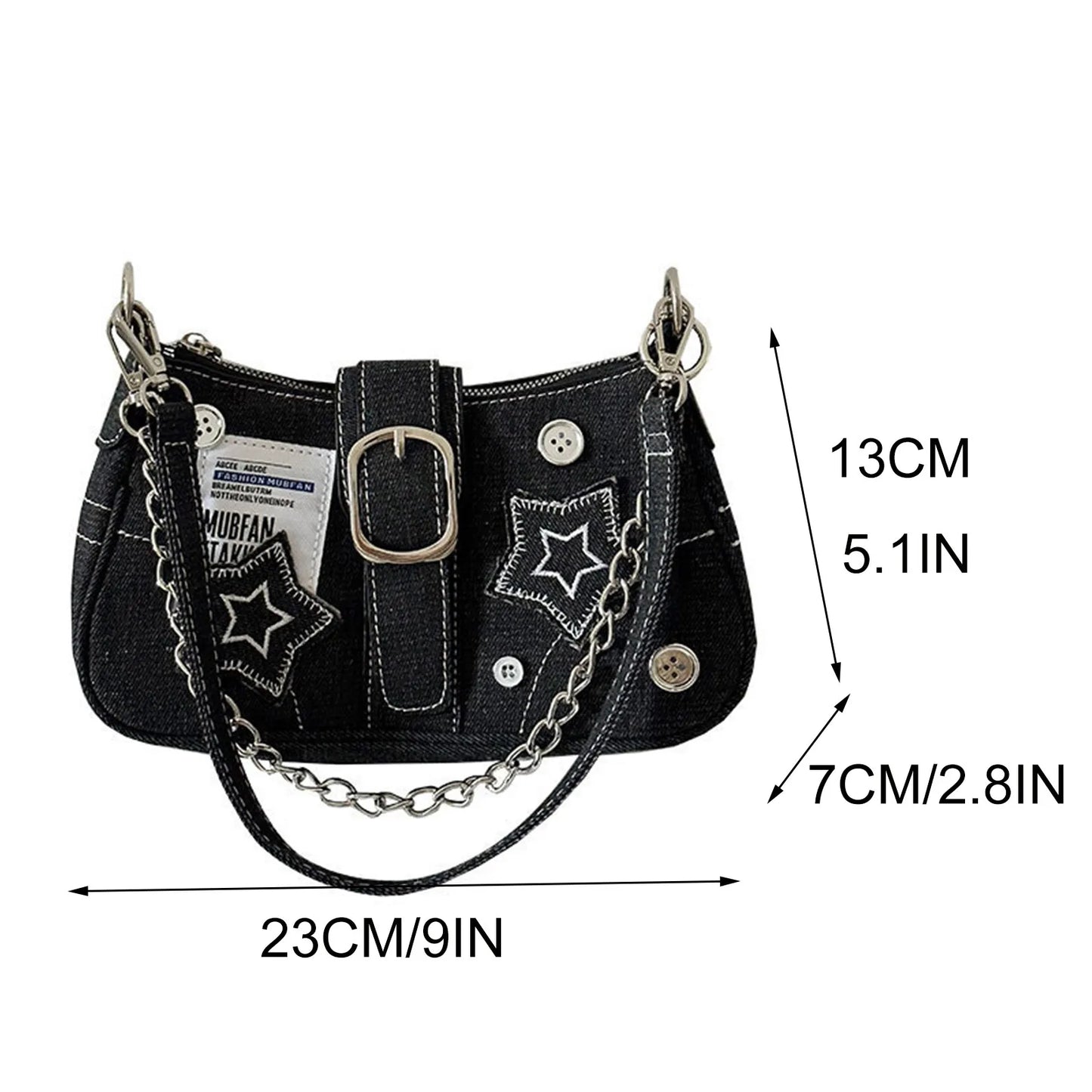 Y2k Fashion Women'S Handbags Stars Pattern Cool Girls Underarm Bag