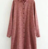 Plus-Size Artistic Striped Pocket Shirt Midi Fit Long Sleeve Versatile Outerwear for Women