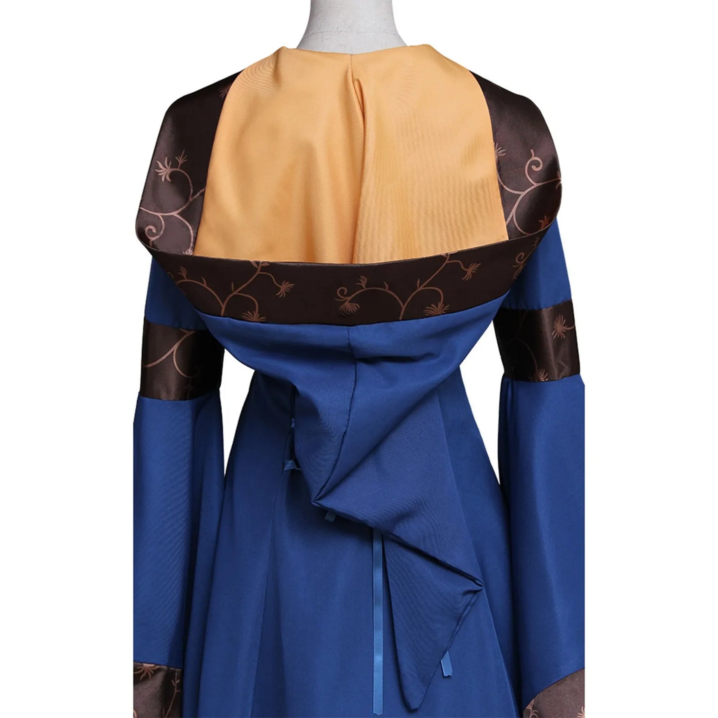 Medieval Hooded Flare Sleeve Dress With Lace Up Waist