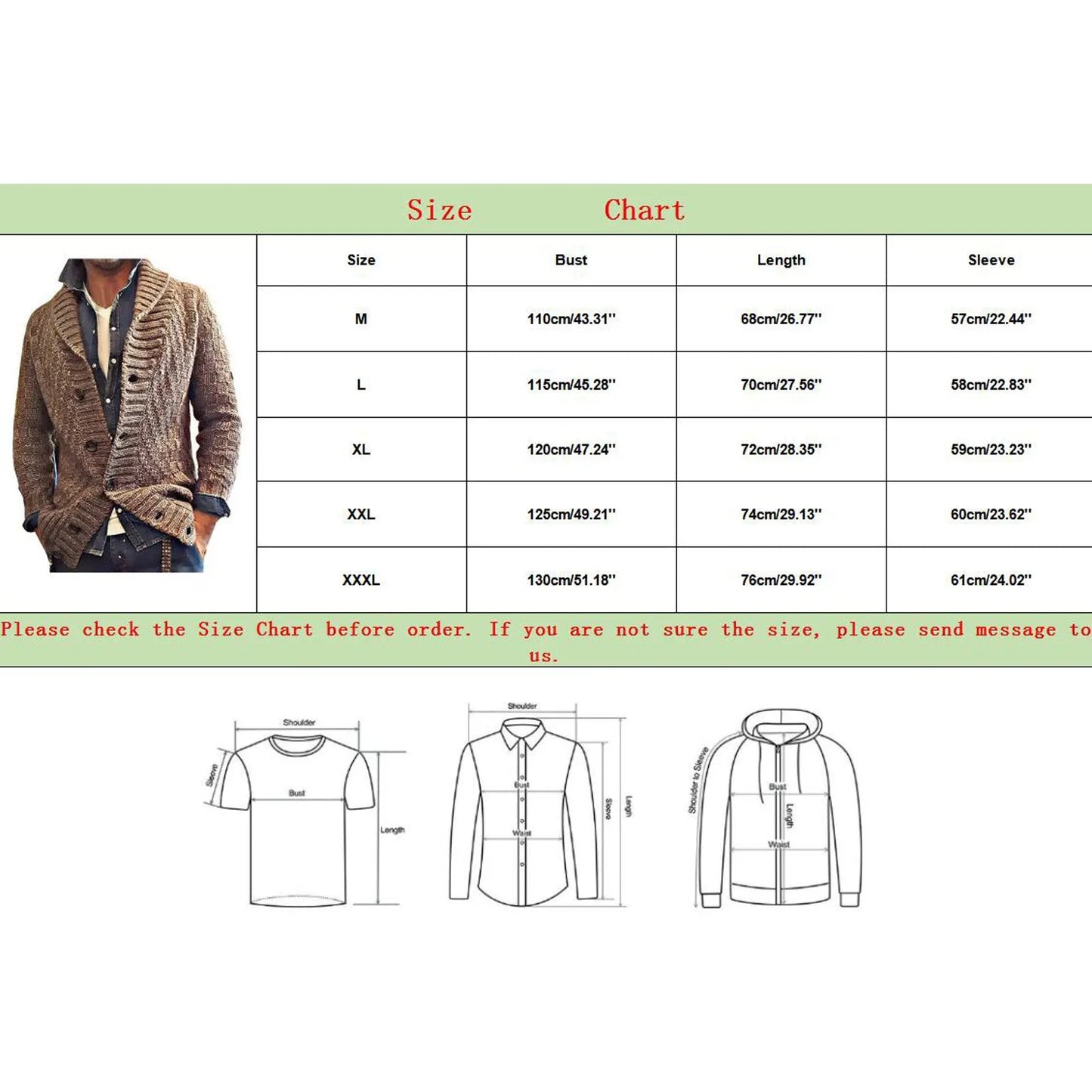 Men's Autumn Winter Hooded Knit Cardigan Lapel Long Sleeve