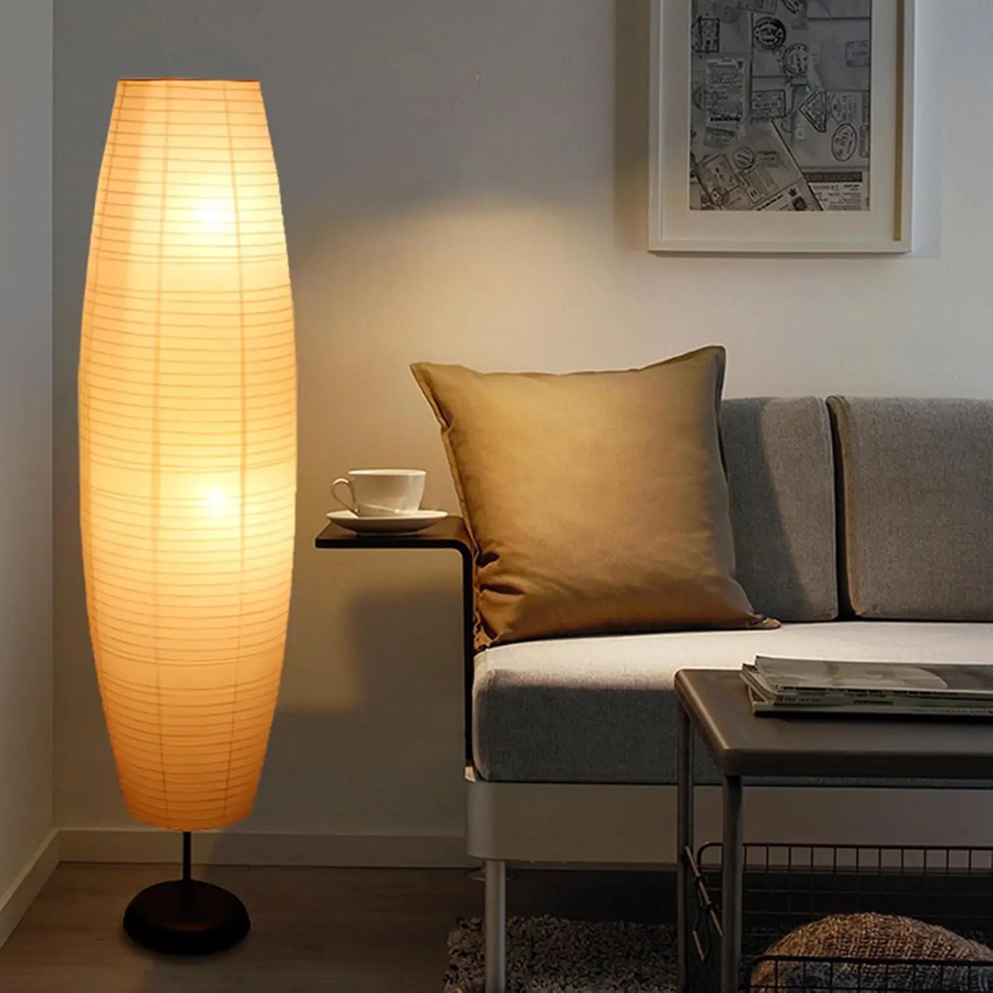 XMSJ Rice Paper Floor Lamp Modern Lantern For Living Room
