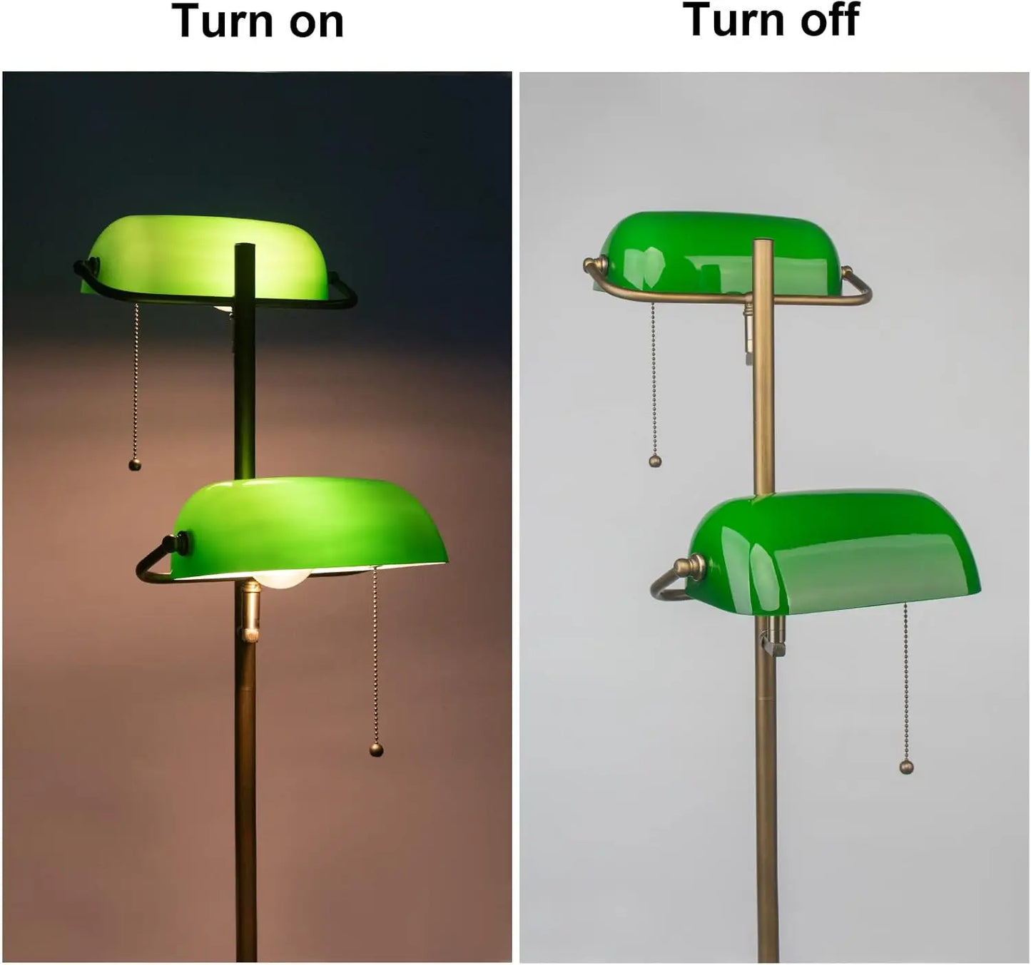 Art Deco Glass Floor Lamp With Adjustable Arm Pull Chain