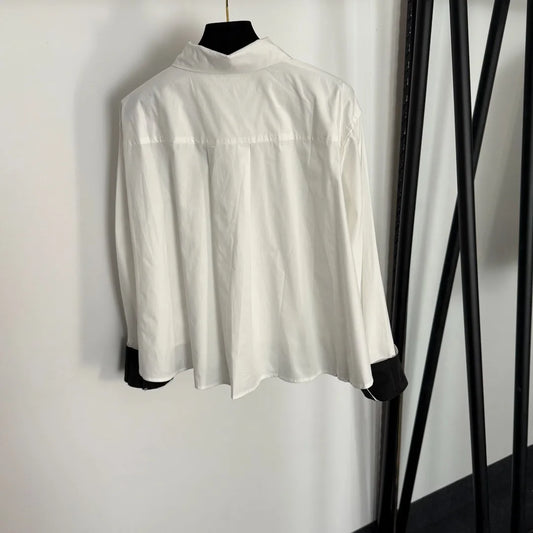 Autumn Button Up Embroidered Shirt Women Casual Linen Top