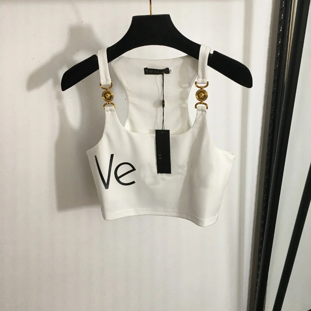 Fashion New 2025 Women's Letter Print Tank Top Casual Sleeveless T-Shirt Streetwear Style