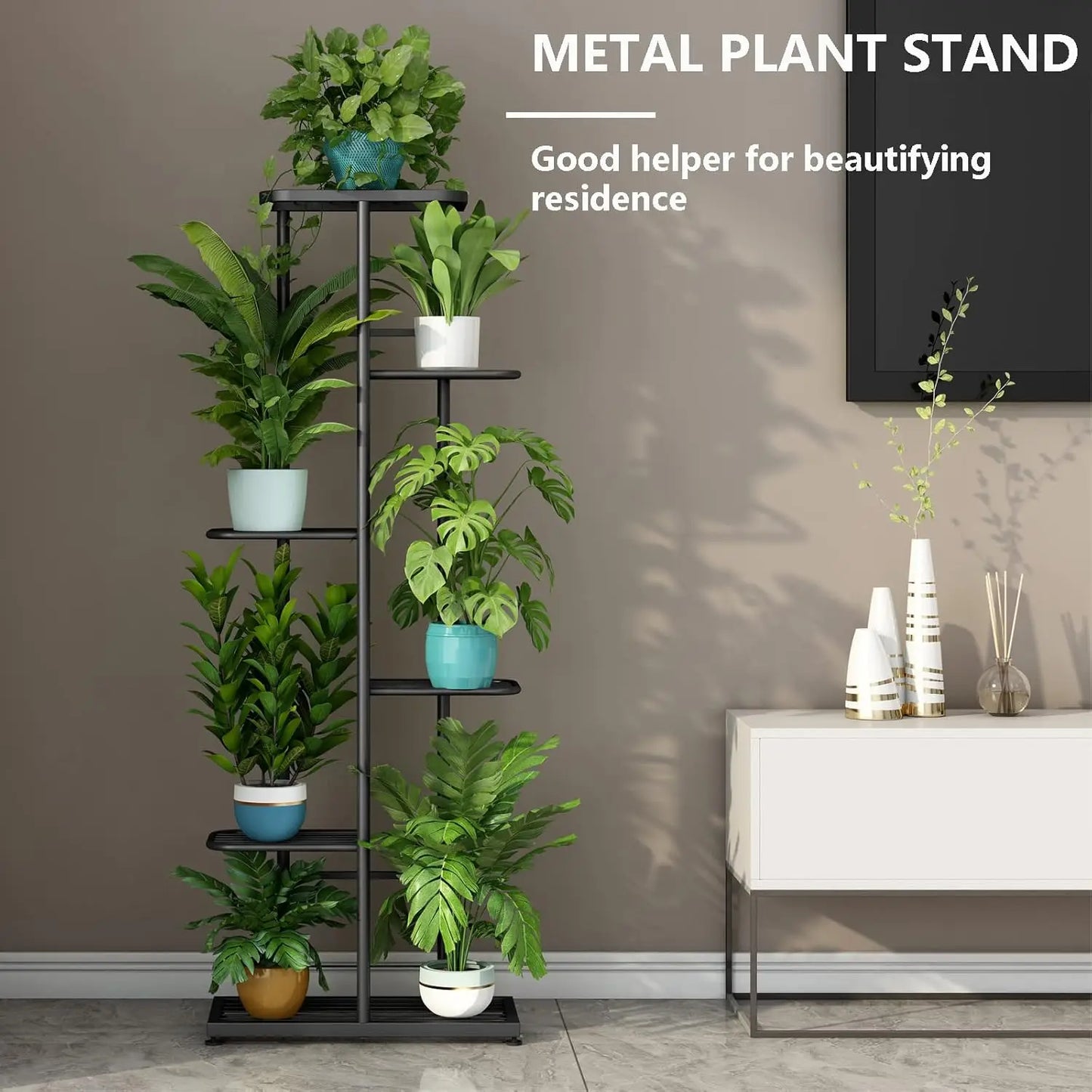 Plant Stand Indoor Outdoor Metal Flower Pot Holder Shelf Planter