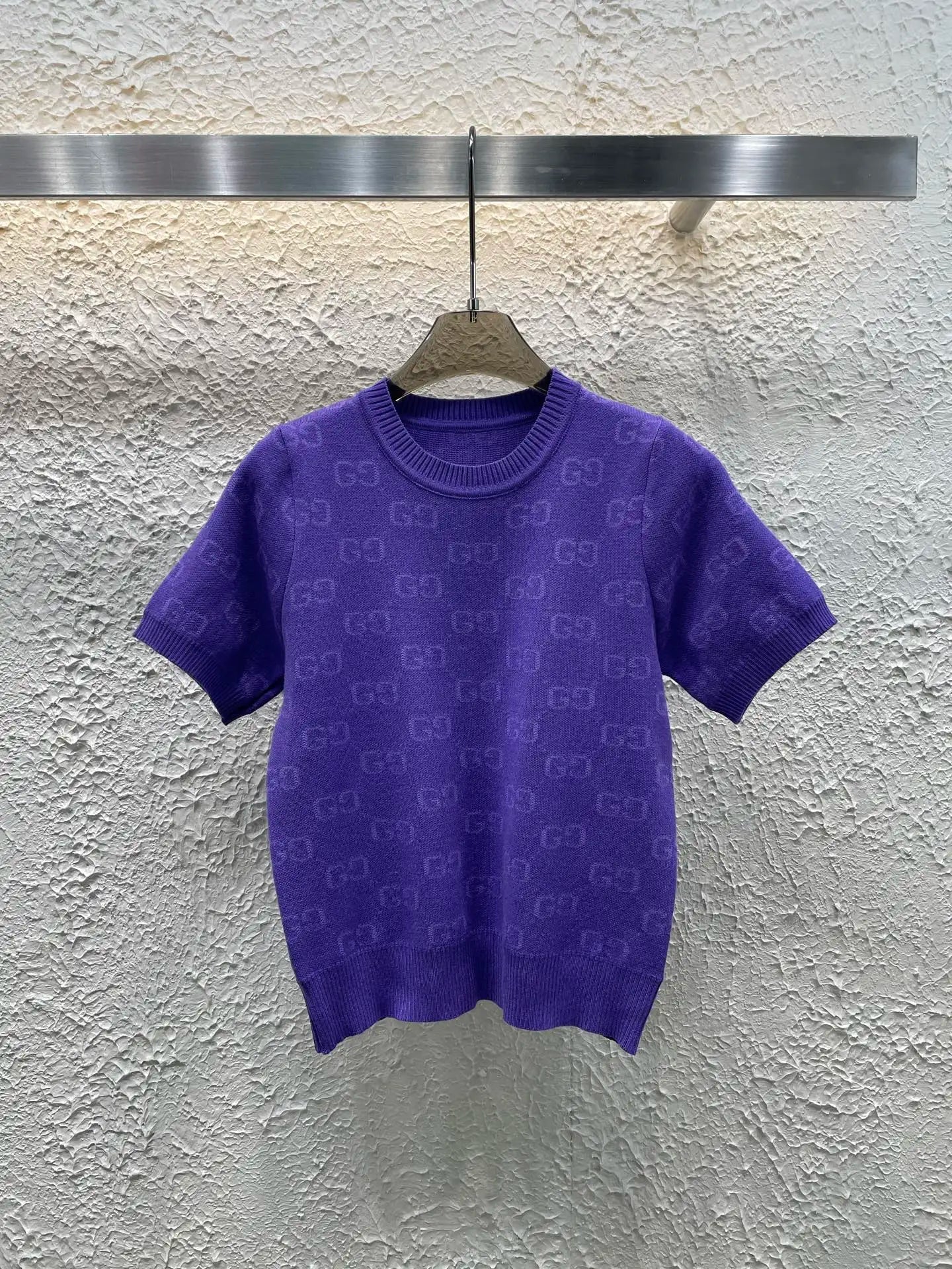 2025 burst knitted short sleeve women's spring and summer letter jacquard