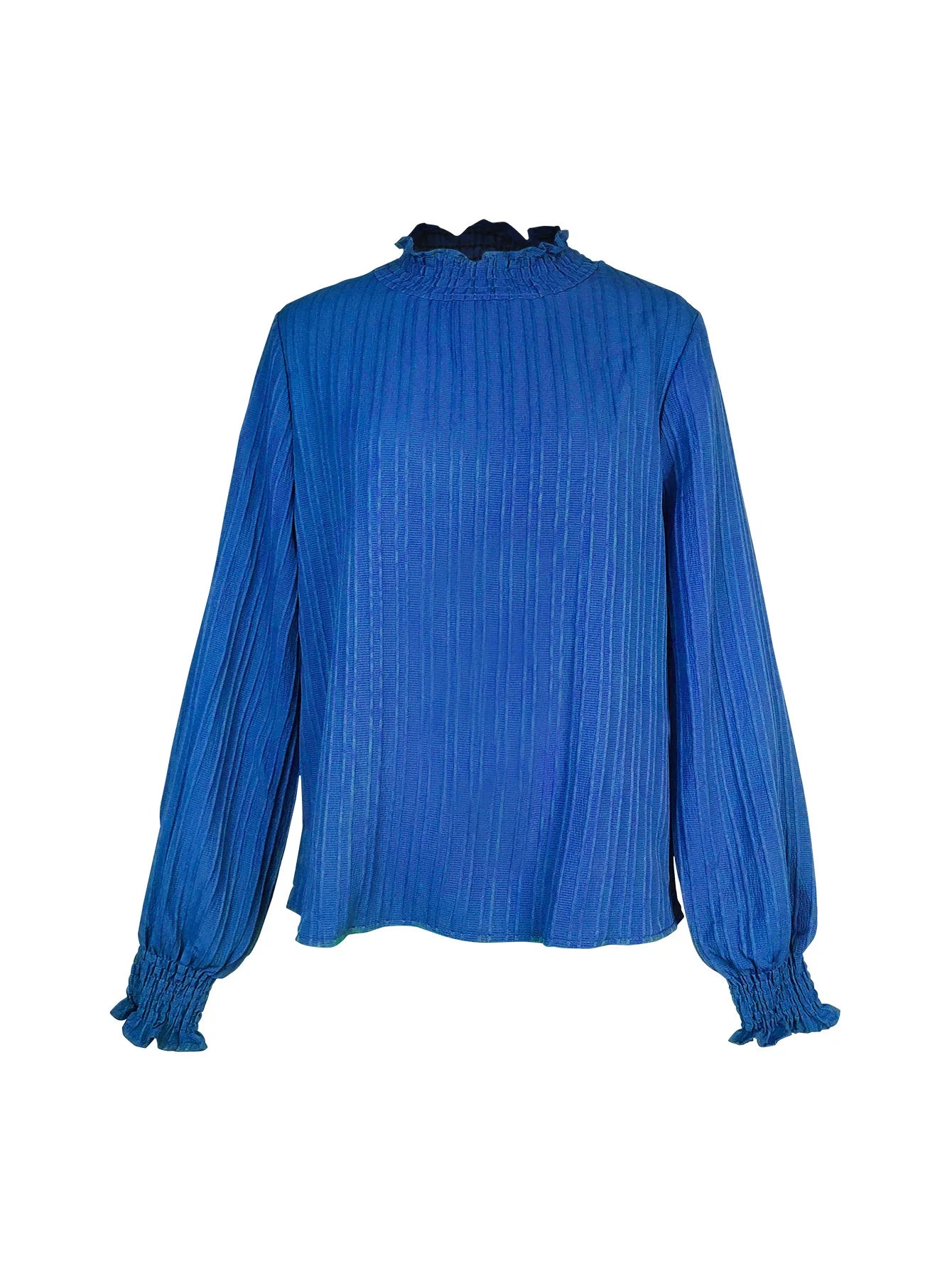 Fashion Women's Clothing Turtleneck Top Casual Slim Vertical Pleats Long Sleeves