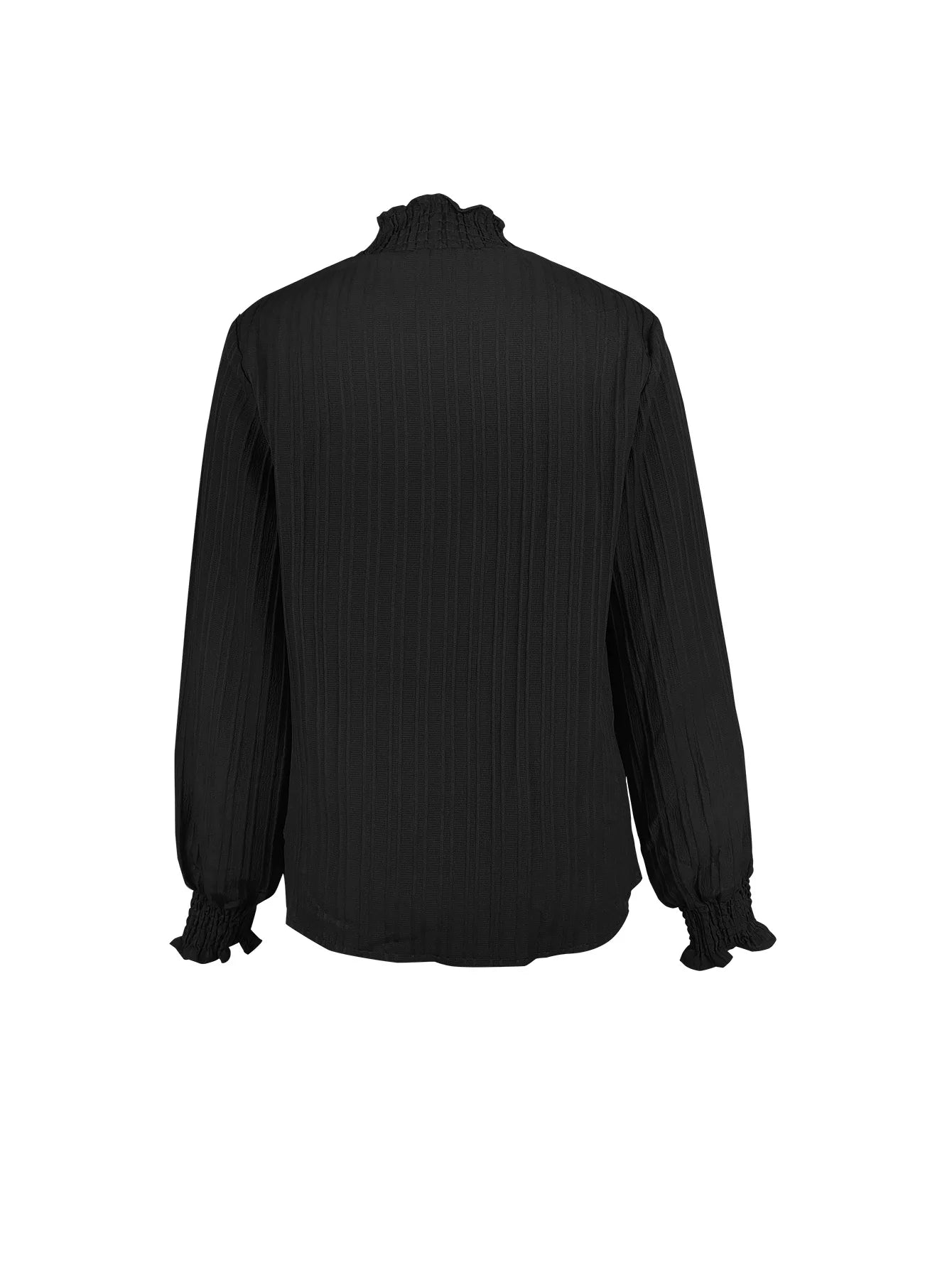 Fashion Women's Clothing Turtleneck Top Casual Slim Vertical Pleats Long Sleeves