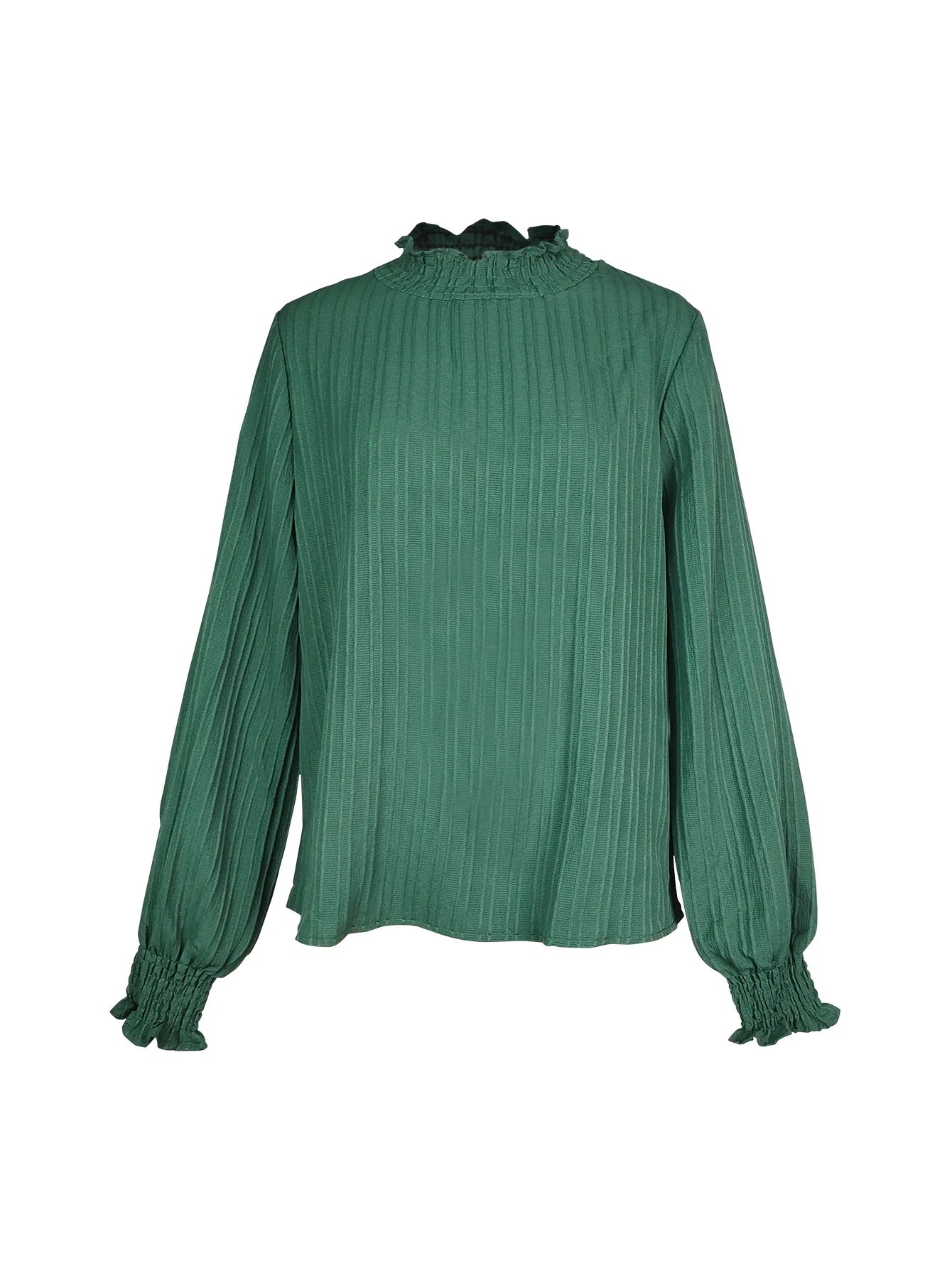 Fashion Women's Clothing Turtleneck Top Casual Slim Vertical Pleats Long Sleeves