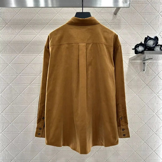 2025 Autumn New Product Collar Pocket Shirt Coat Corduroy All Cotton Material