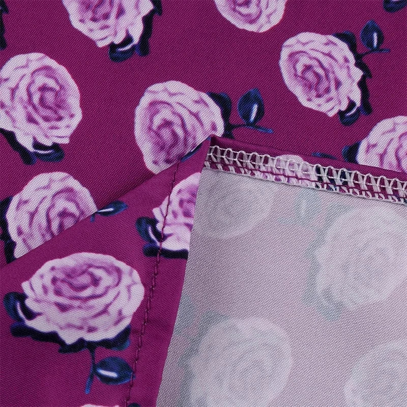 Casual Sommer Kleid Women's Dress Purple Buttons Elegant A-Linie Floral Skirt