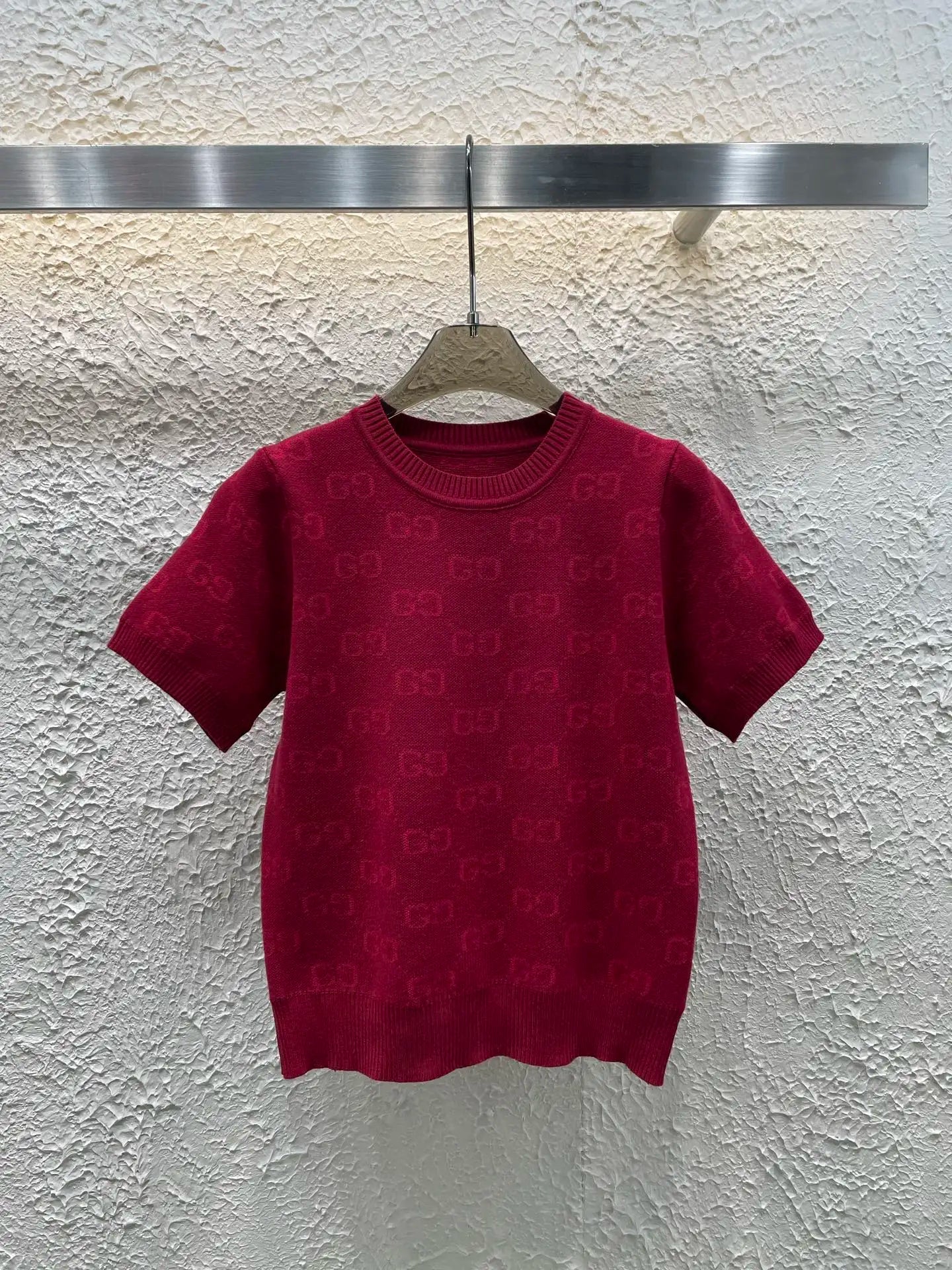 2025 burst knitted short sleeve women's spring and summer letter jacquard