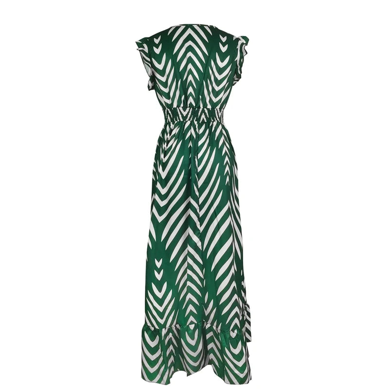 Casual Midi Skirt Women's Dress Elegant Arrow Stripe Print Tighten Slim Waist