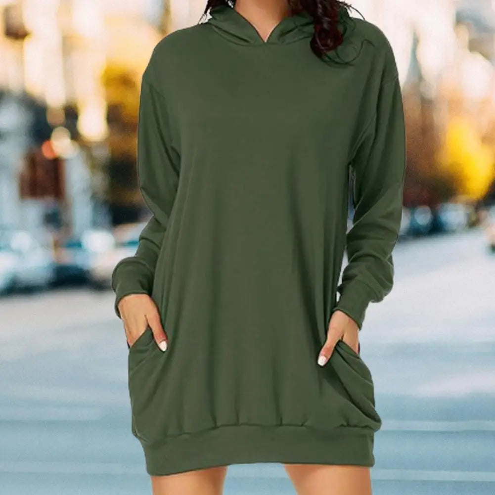 Hooded Sweater Long-sleeved Mid-length Women Sweatshirt Oversized Pullovers