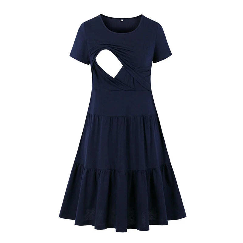 New Women's Pregnancy Sleeveless Nursing Pleat Dress Maternity Dress Breastfeeding Clothes