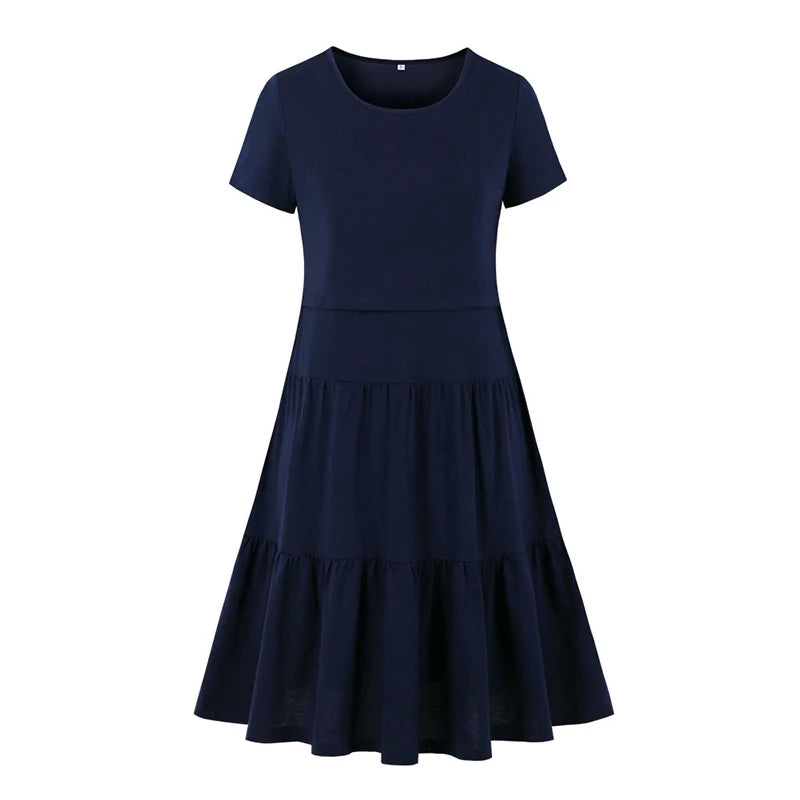 New Women's Pregnancy Sleeveless Nursing Pleat Dress Maternity Dress Breastfeeding Clothes