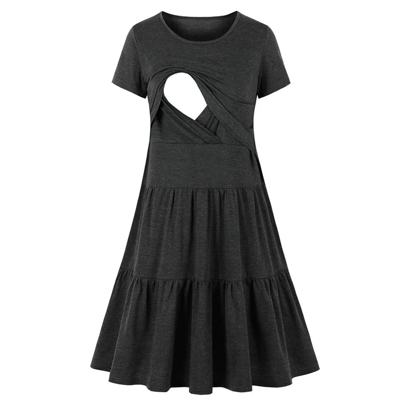 New Women's Pregnancy Sleeveless Nursing Pleat Dress Maternity Dress Breastfeeding Clothes