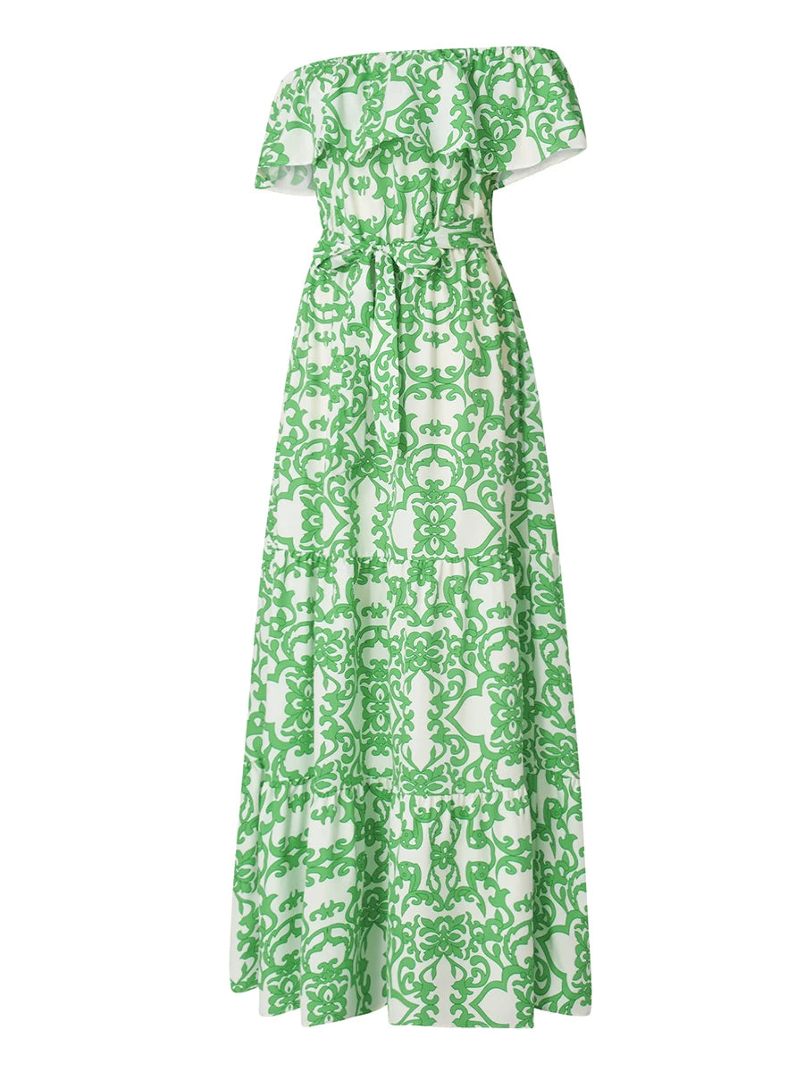 Women Long Dresses Off Shoulder Off Shoulder Floral Print