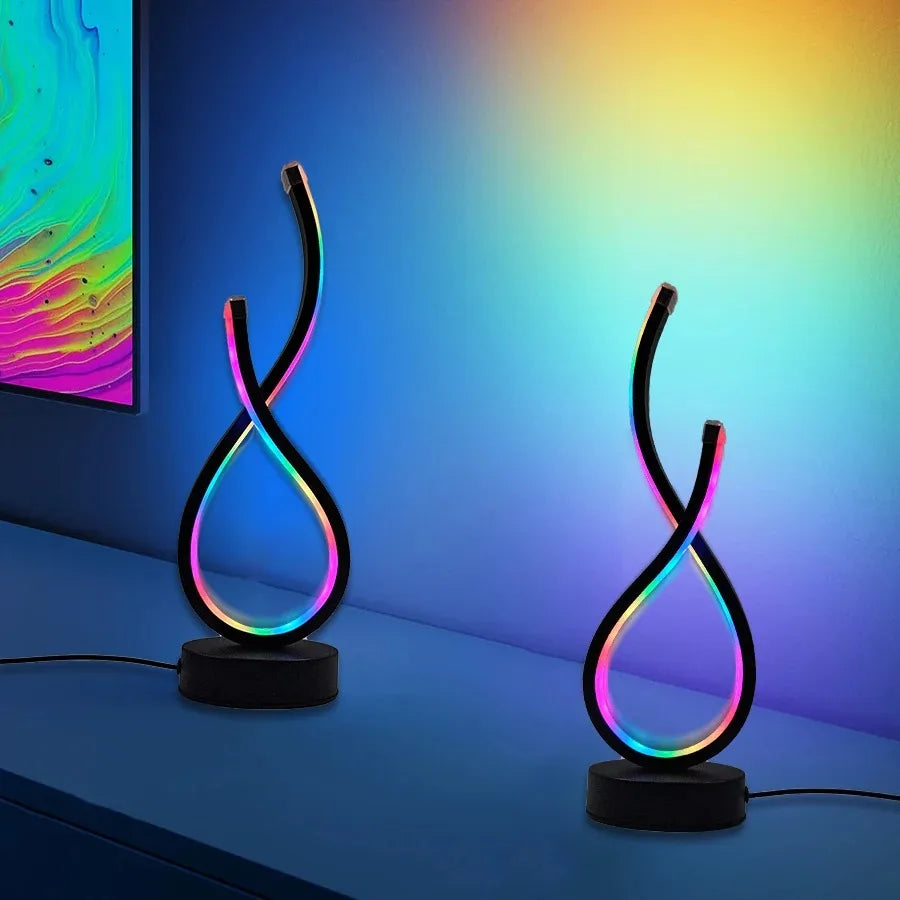 Creative Spiral LED Night Light RGB Table Lamp For Living Room And Bedside Decor