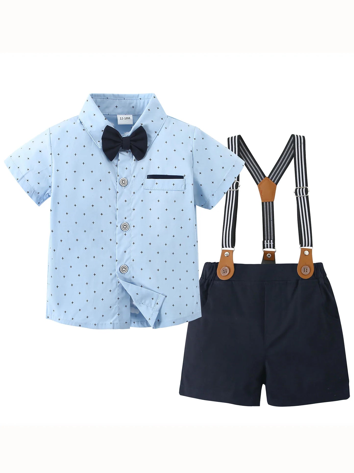 Toddler Baby Boy Clothes 1-5T Boy Gentleman Suit Short Sleeves Shirt