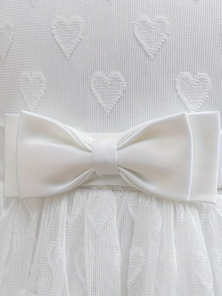 Girls Party Dresses Summer Luxury Elegant Bow Princess Dress Kids Baptism Lace Wedding Vest Birthday Evening Clothes 2-7 Year