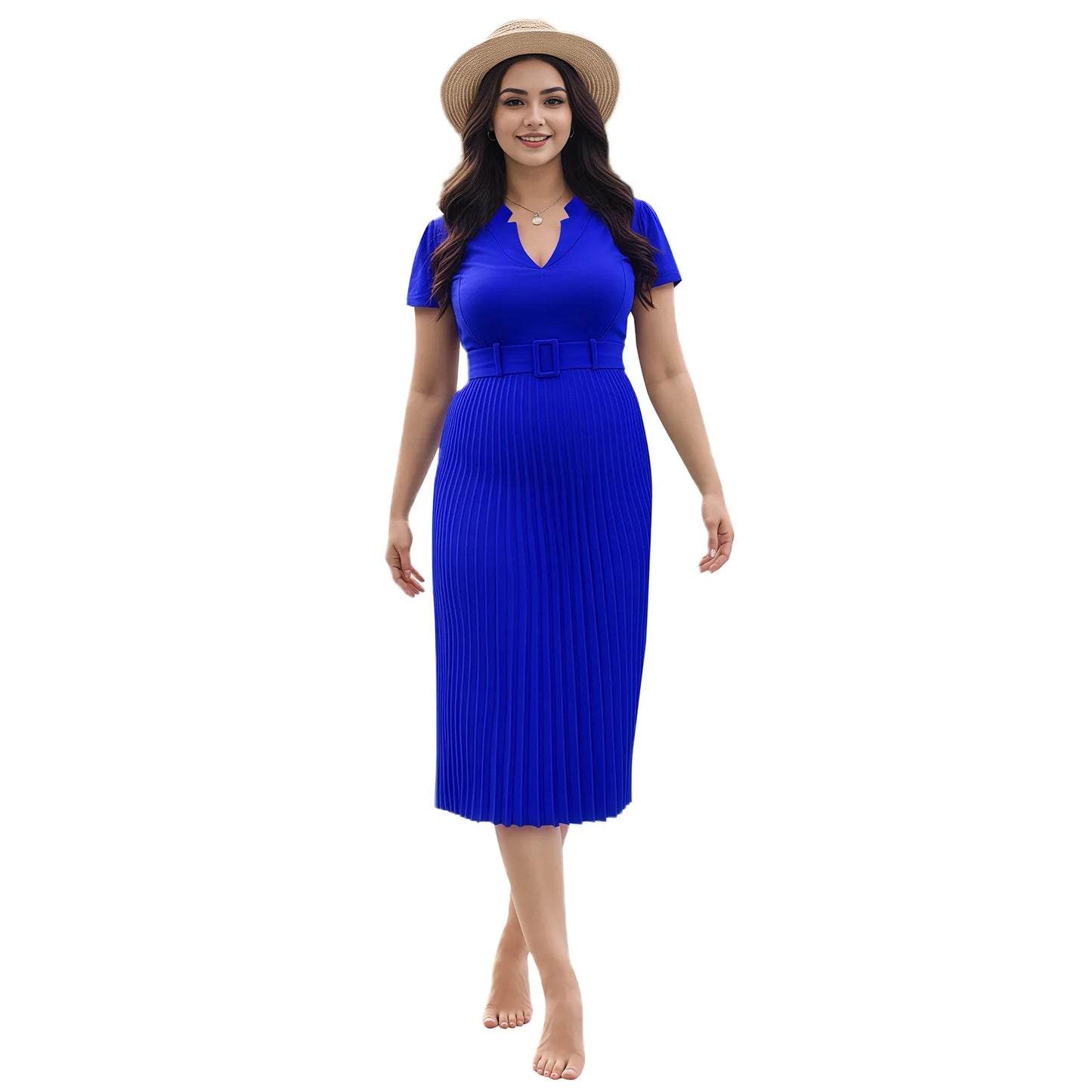 Women Plus Size Dress Floral Print Round Neck Sleeveless Maxi Dress Summer