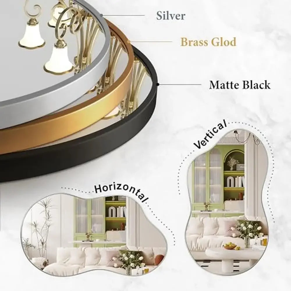 20"x36" Asymmetrical Wall Mirror Gold Frame Aviation Aluminum Alloy