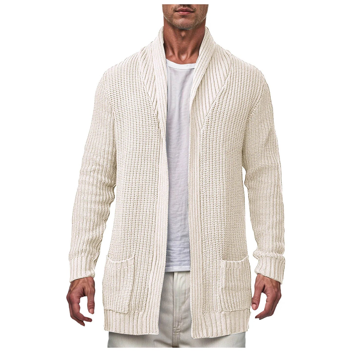 Men's Hooded Cardigan Sweater Coat With Turtleneck