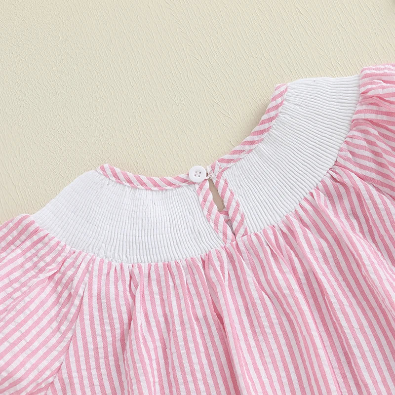 Children s Girl Dress Short Sleeve Crew Neck Floral Embroidery A-Line