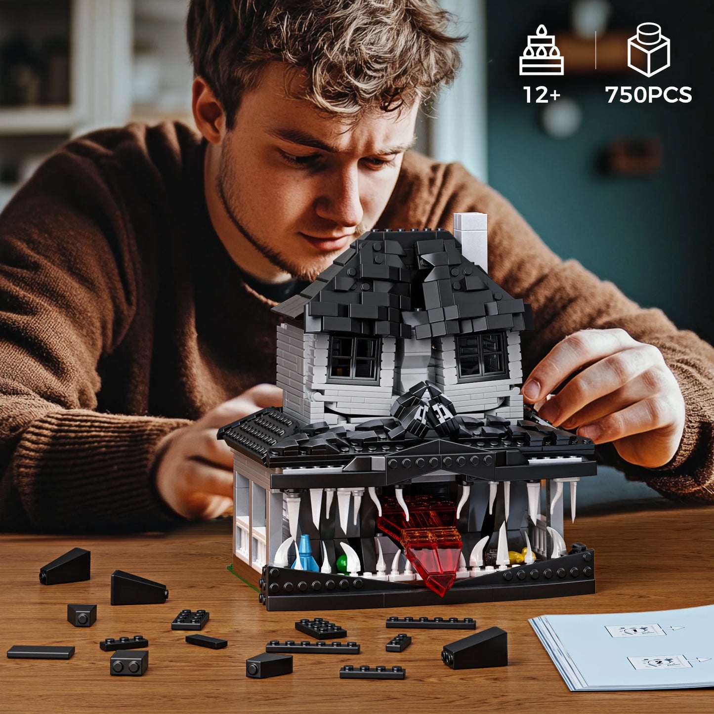 Monster Haunted House Building Blocks Set With Light