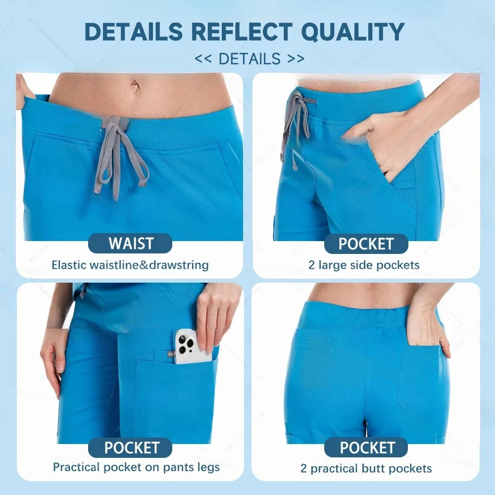 New Nurse Uniforms Women Men Casual Jogger Pants Set Pharmacy, Medical Doctor Nursing Uniform  Suit